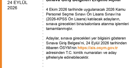 KPSS Ön Lisans sınav giriş belgeleri yayımlandı