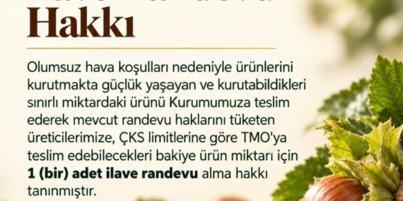 TMO’dan Üreticilere İlave Randevu İmkânı